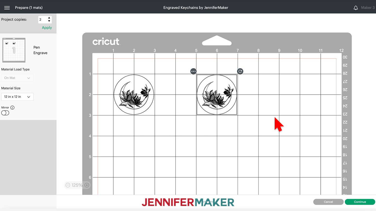 Positioning your engraved acrylic keychain designs on the mat.