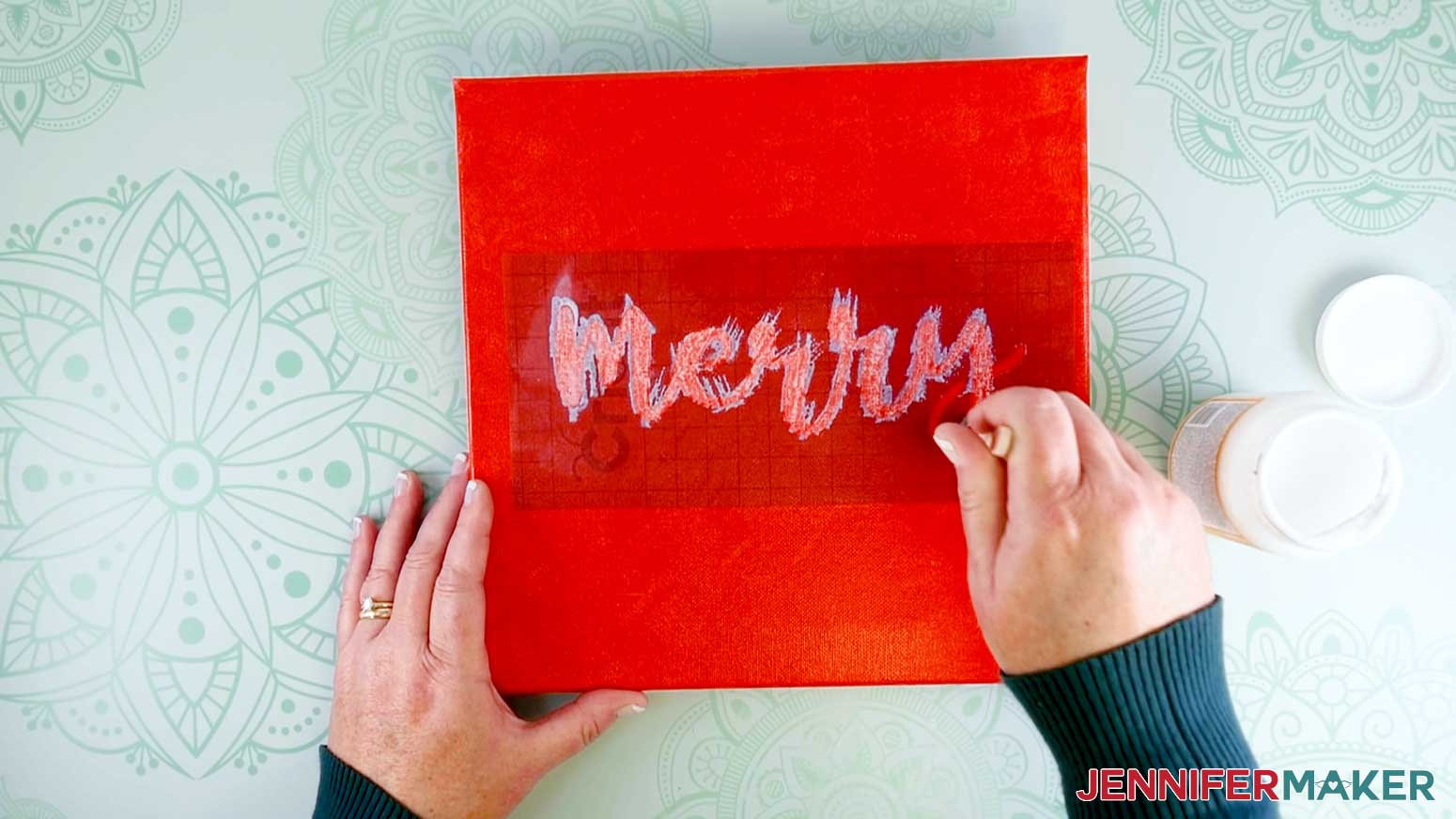 Easy Wall Art Add Mod Podge on Merry Stencil