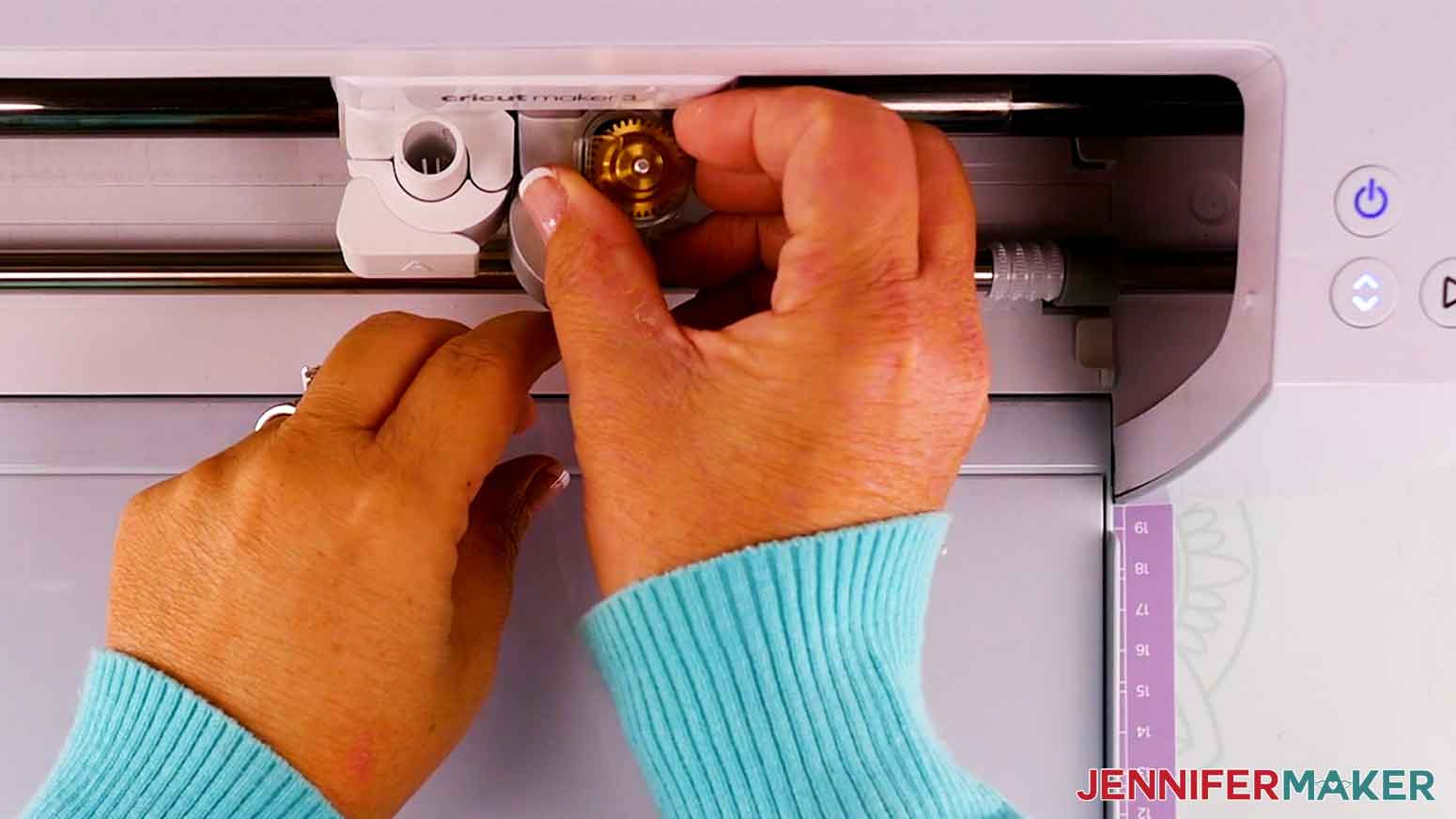 Inserting the engraving tool into Clamp B before making your engraved acrylic keychain.