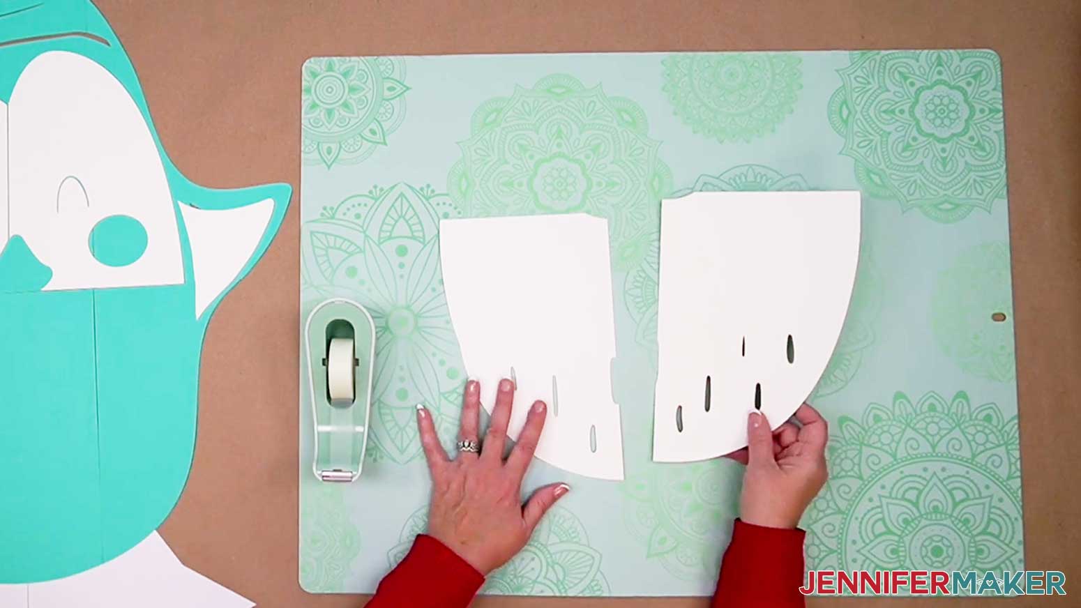 Flipping over the DIY Cut Out Characters’ large white body pieces two at a time.