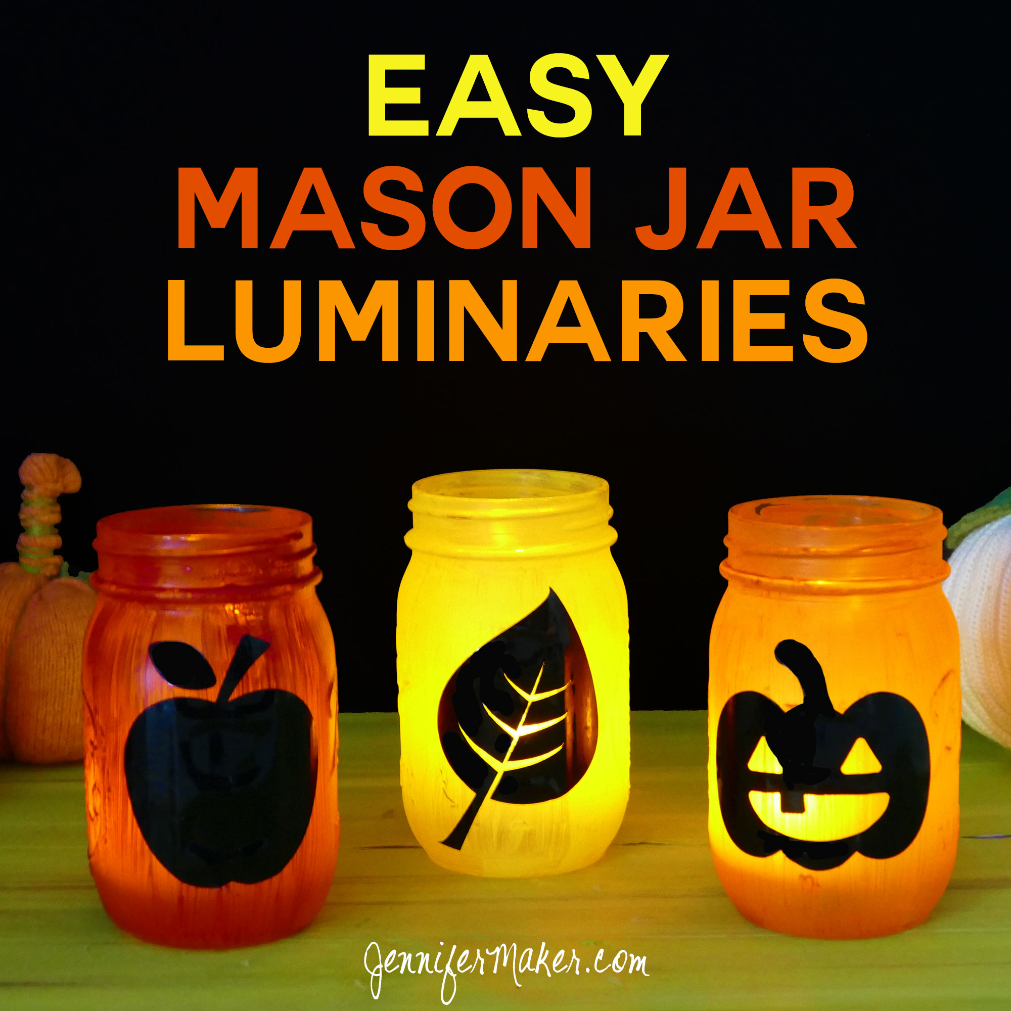 Easy Mason Jar Luminaries for Autumn and Halloween