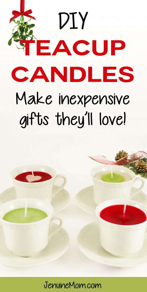 DIY Teacup Candles Tutorial -- what a great christmas gift idea! | JenuineMom.com