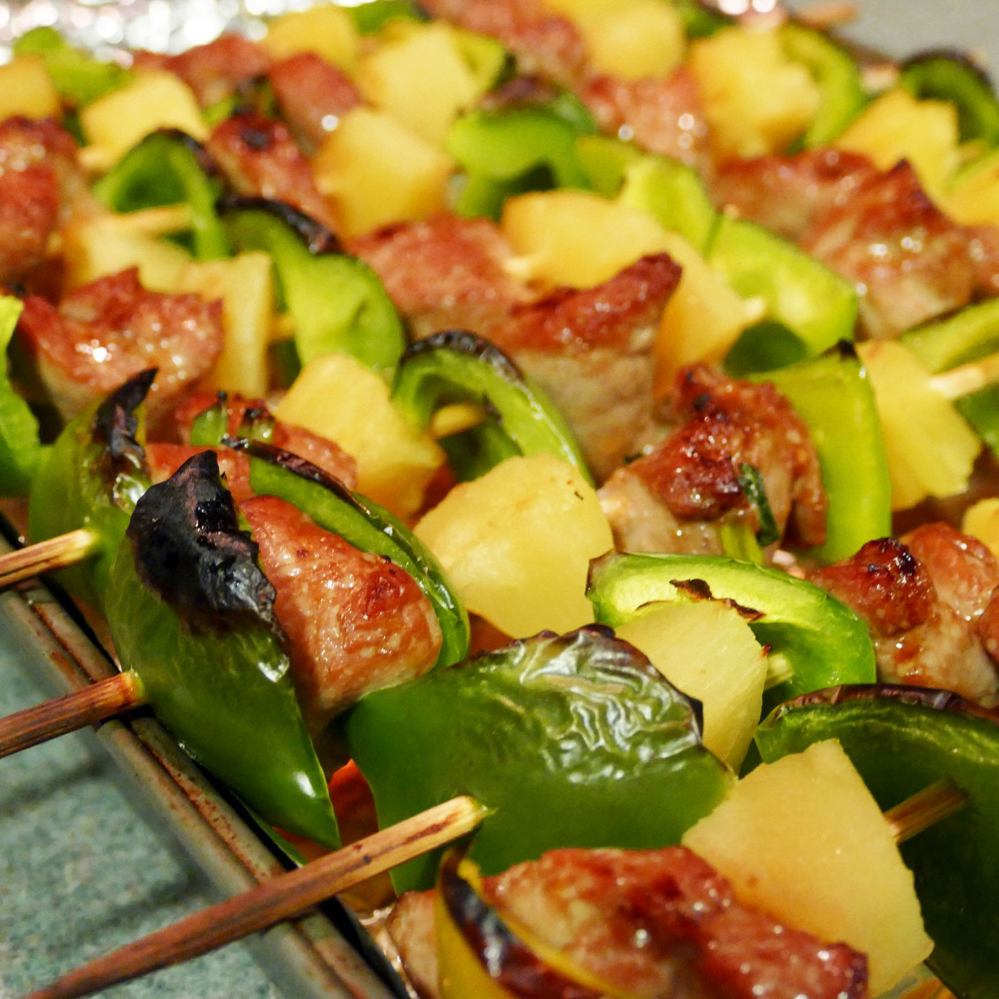 Hawaiian Pork & Pineapple Kabobs with Homemade Teriyaki Sauce