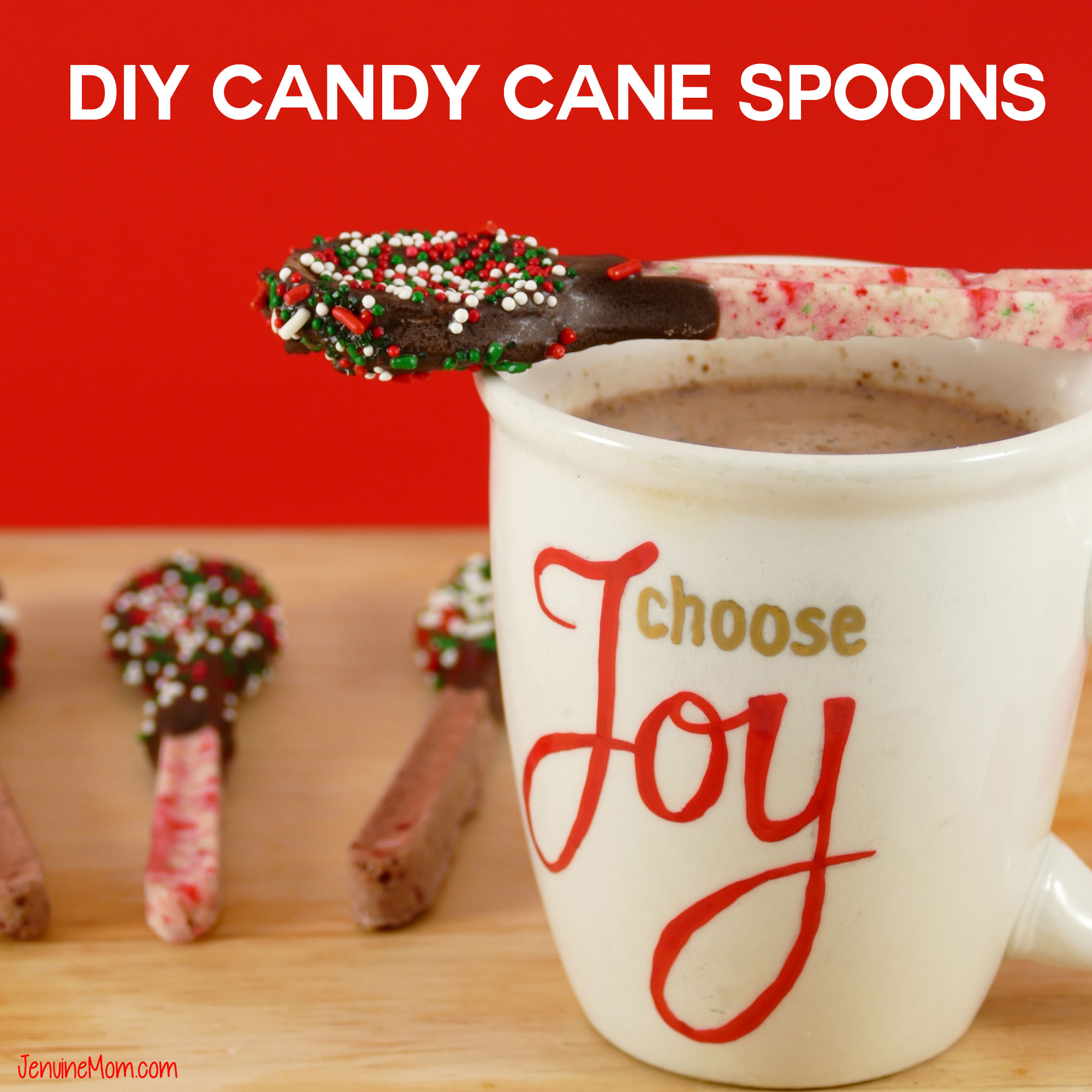 Candy Cane Holiday Mugs Set of 2 - Includes Spoons & Coasters