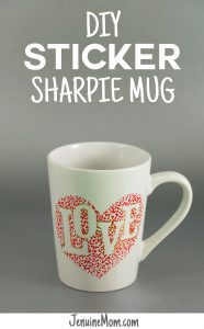 DIY Letter Sticker Sharpie Mug Tutorial at JenniferMaker.com