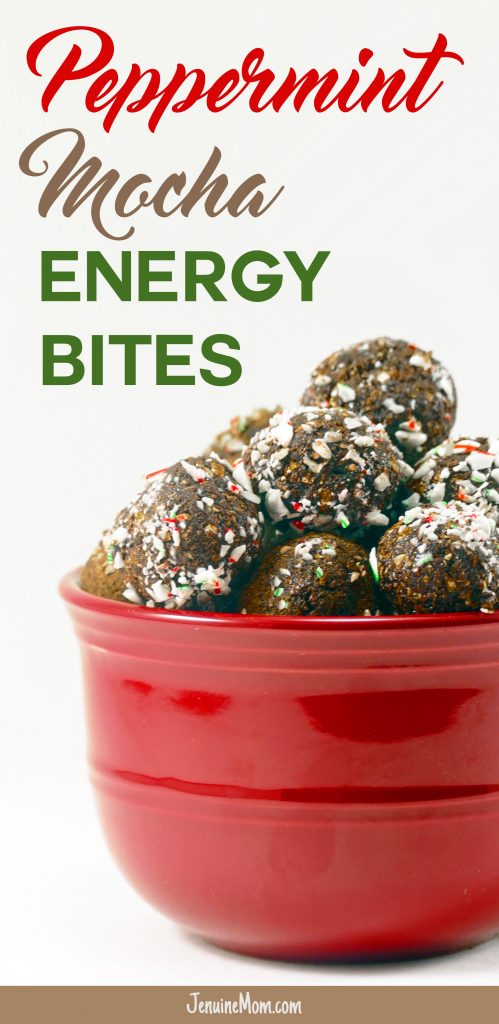 Yummy recipe for Peppermint Mocha Energy Bites | healthy & nut-free | JenuineMom.com