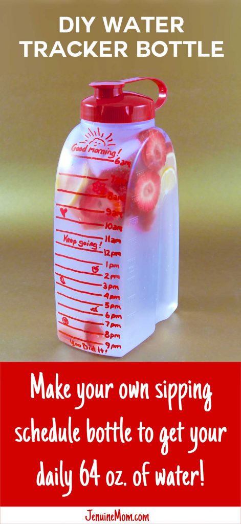 DIY Water Tracker Bottle | Sipping Schedule | Water Challenge | JenuineMom.com