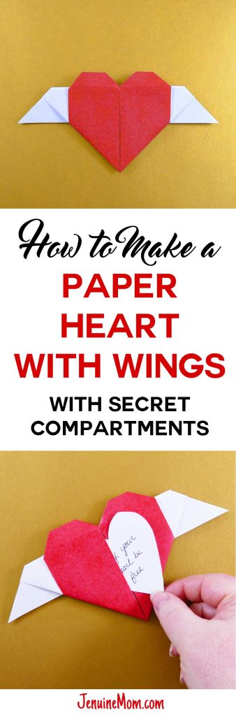 DIY Paper Winged Heart | Origami | Secret Compartments | JenuineMom.com