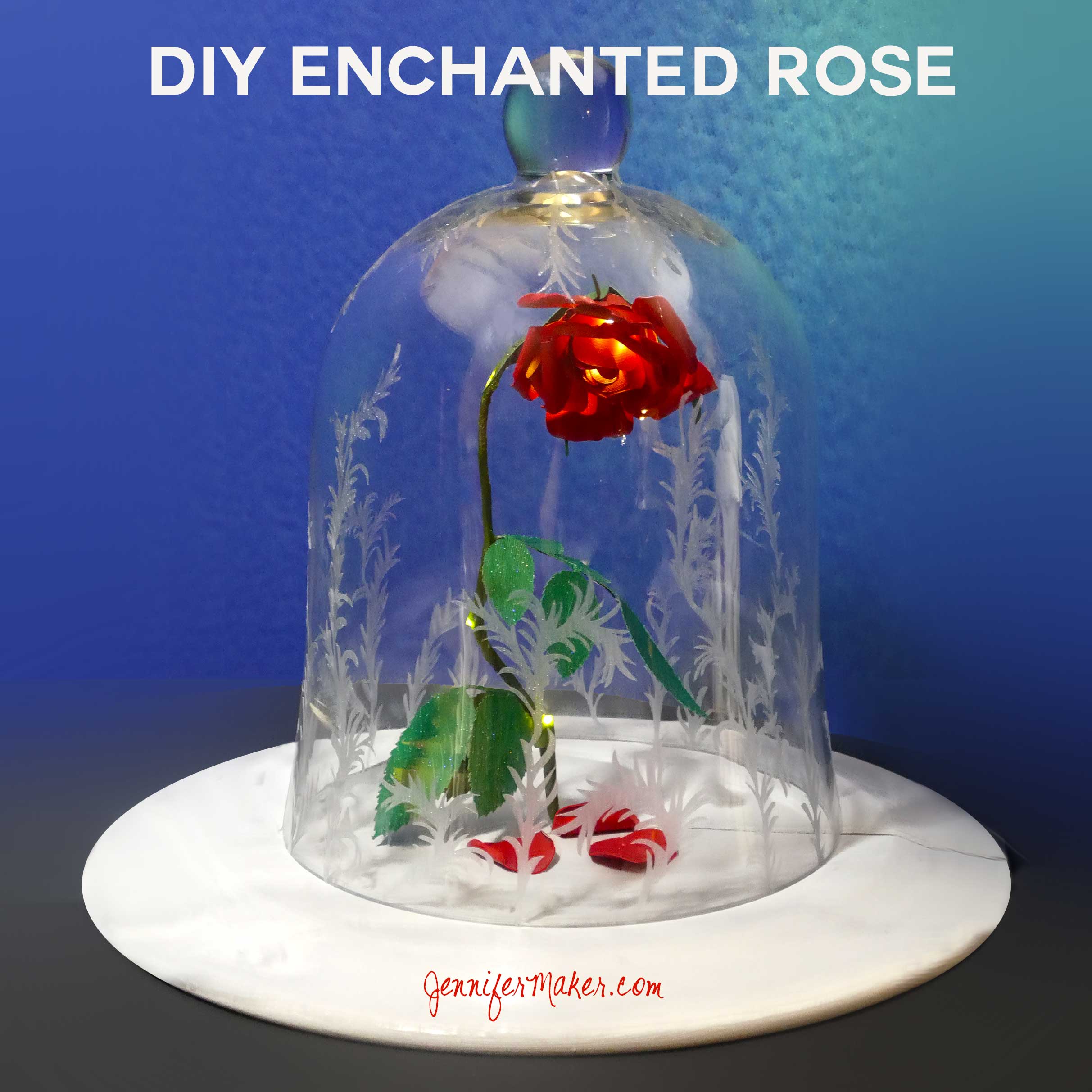 DIY Enchanted Rose | Disney's Beauty & the Beast | Decorated Bell Jar Cloche | JenniferMaker.com