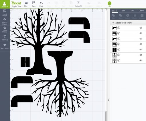 Upload the Pop Up Apple Tree SVG files into Cricut Design Space