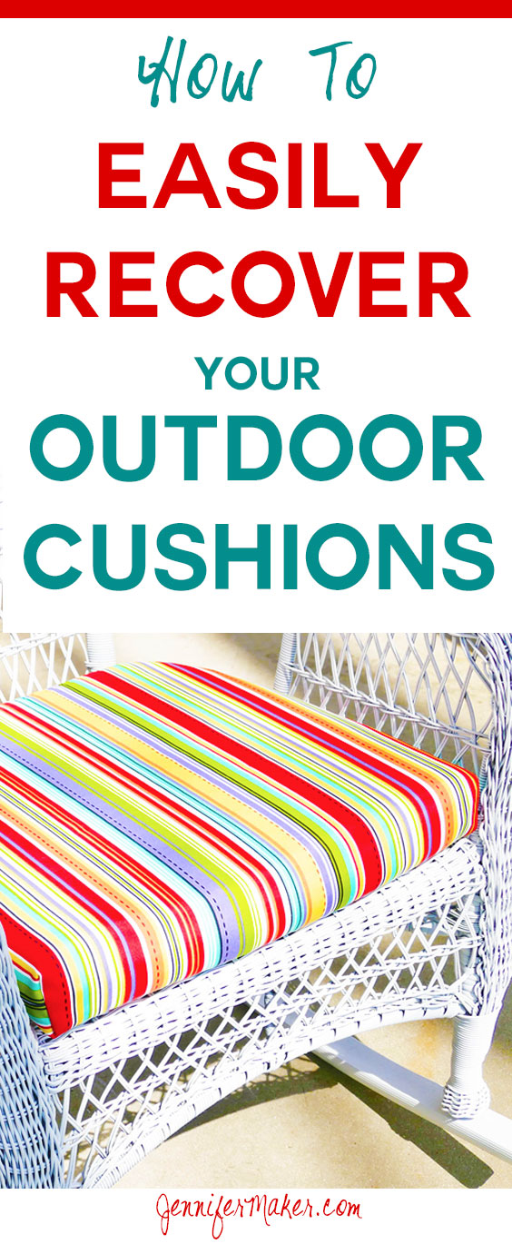 Learn how to recover your outdoor cushions to freshen up your patio this spring with this quick and easy tutorial. #diy #tutorial #patio