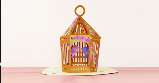 Pretty paper pop-up birdcage