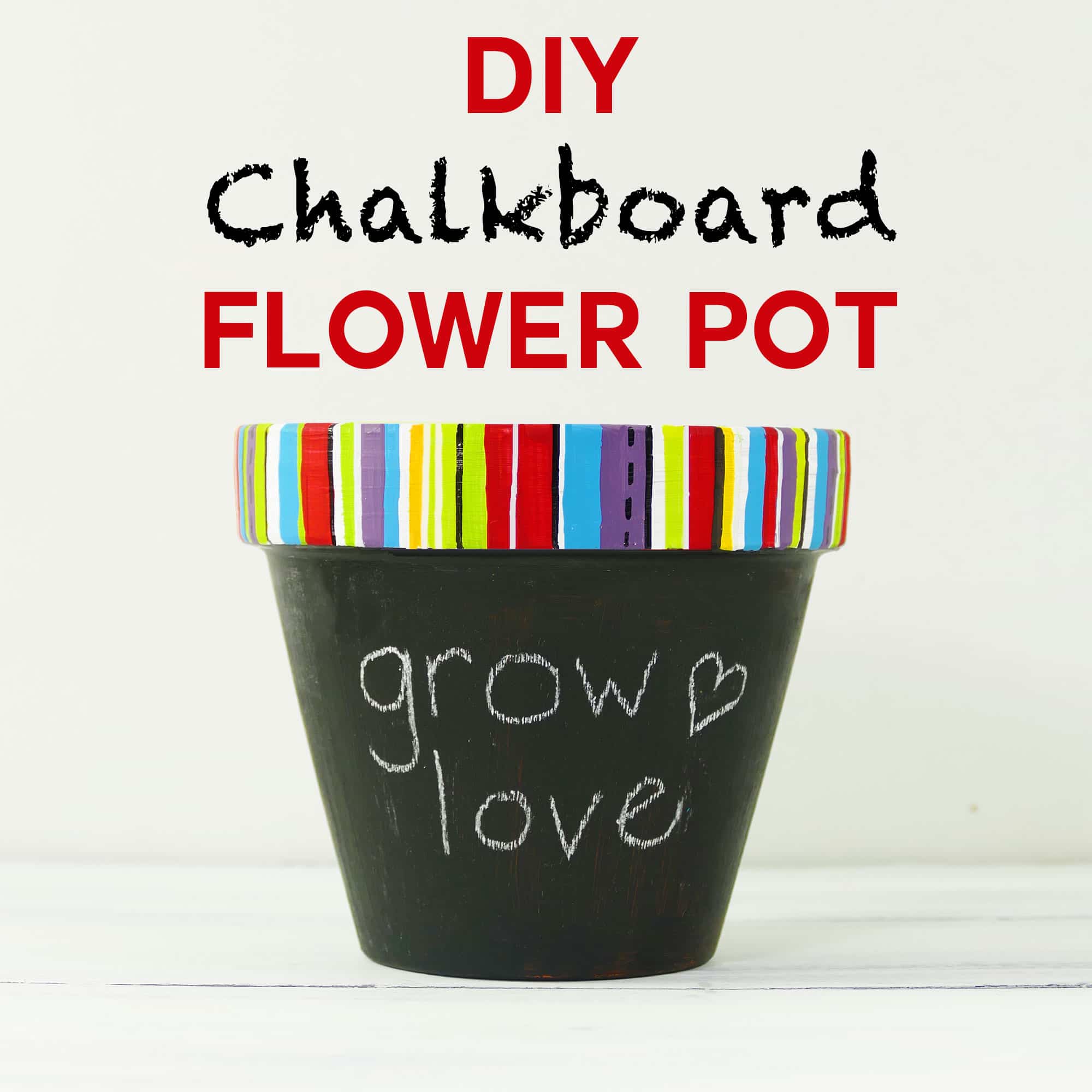 DIY Chalkboard Flower Pot with a Custom-Painted Rim