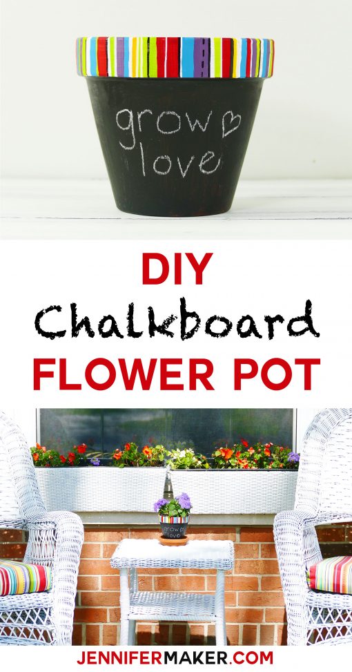 Make your own chalkboard flower pot with a custom painted rim | JenniferMaker.com