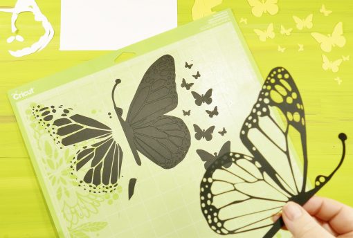 Removing the cut pieces for the DIY Pop Up Butterfly Card