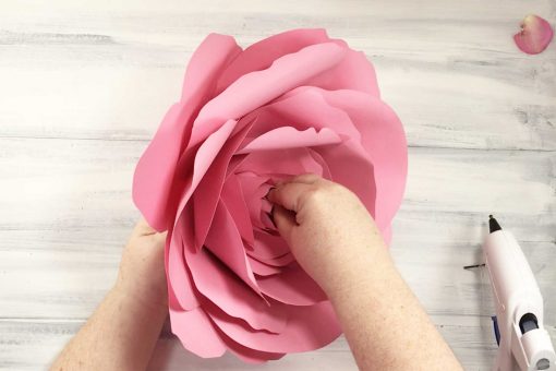 Place your rosebud in the center of your giant rose flower