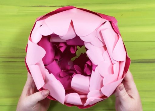 All of the inner petals are now attached to the giant paper peony