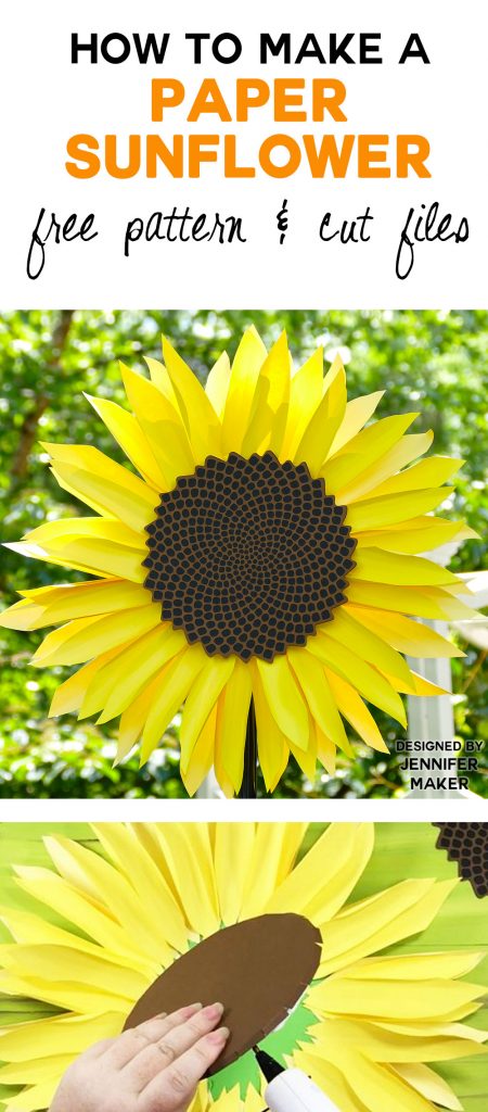 Wow! Make this paper sunflower with realistic petals and seed head. Free pattern and SVG files.