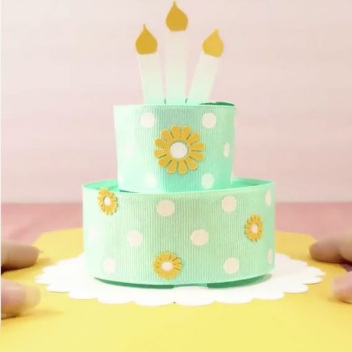 Pop-Up Ribbon Birthday Cake Card