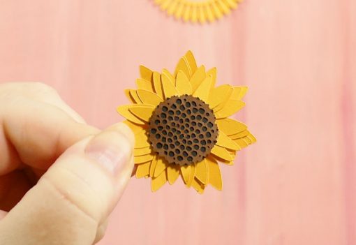 The rolled paper sunflower with the detailed seed head