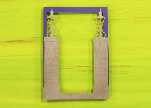 Glue the gate on top of the purple frame for your Halloween Card