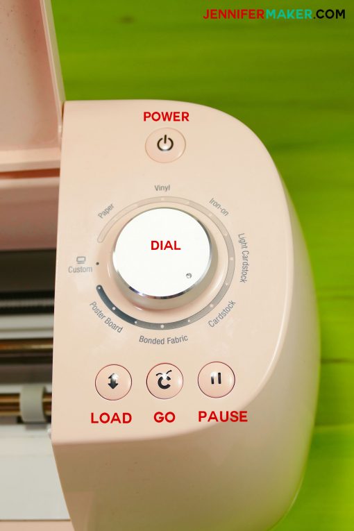 Controls on the Cricut Explore Air 2 Rose Gold Edition