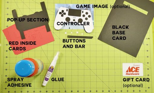 Materials for the Pop-Up Game Controller Card