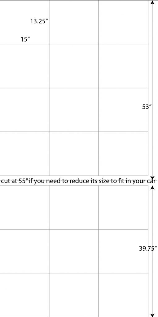 Diagram for cutting the shelves from the panelboard that forms the shelves of the 12x12 vertical paper storage tower