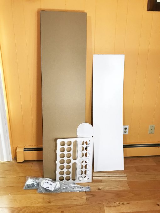 IKEA Kallax ready to be assembled for the 12x12 vertical paper storage tower