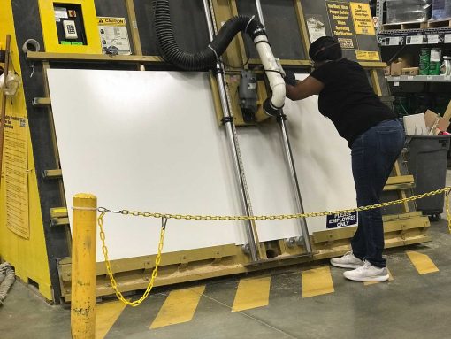 Getting a board cut on a panel saw at Lowes