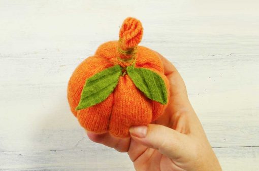 Add leaves to your sweater pumpkin