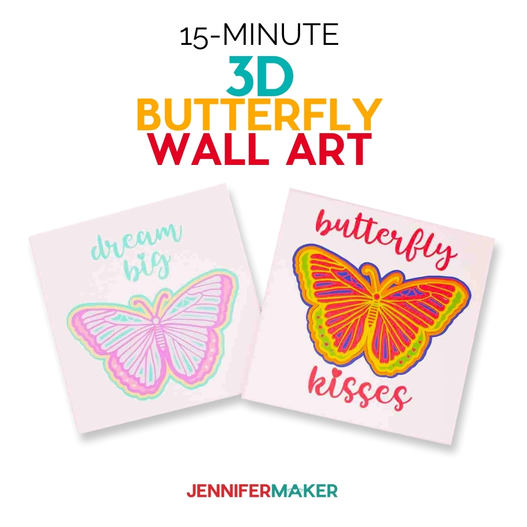 fast and easy finished butterfly wall art using Cricutl