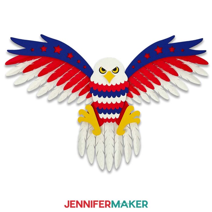 3d paper eagle for 4th of july with free pattern for cutting machines