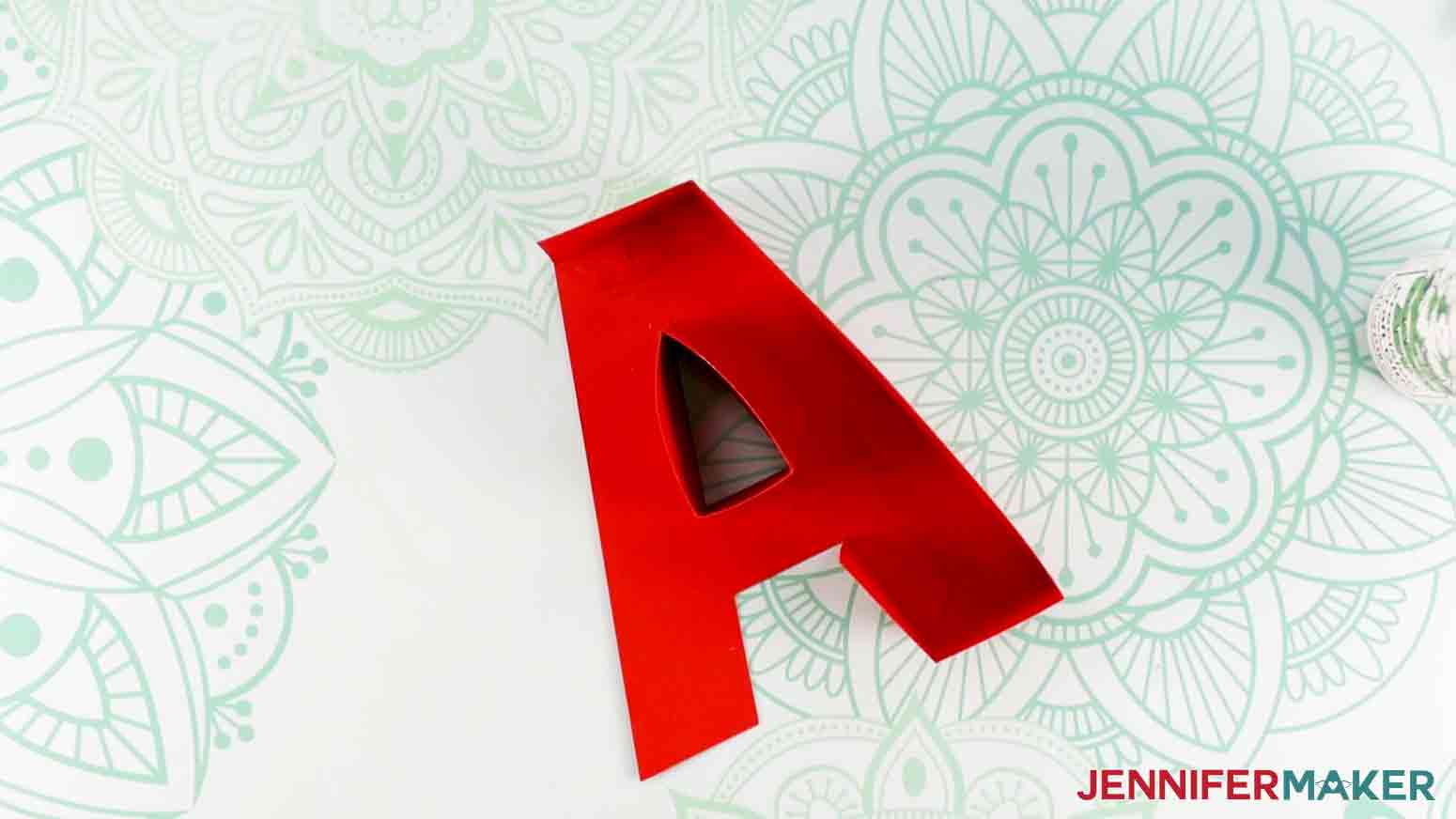 The A counter in place for 3D Paper Letters