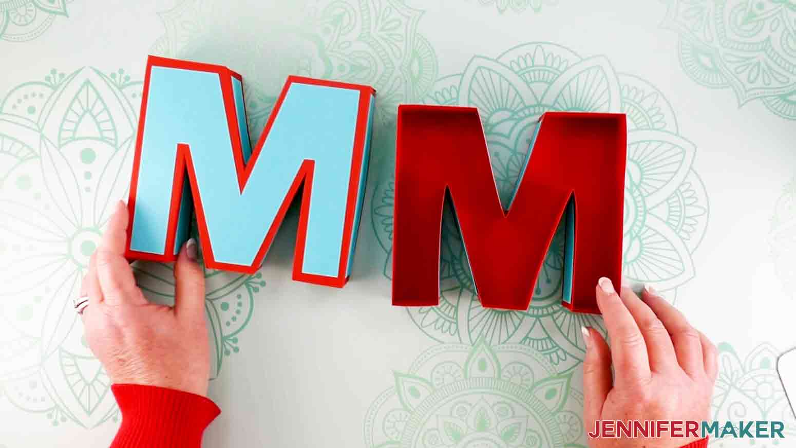 3D Paper Letters M box top and bottom