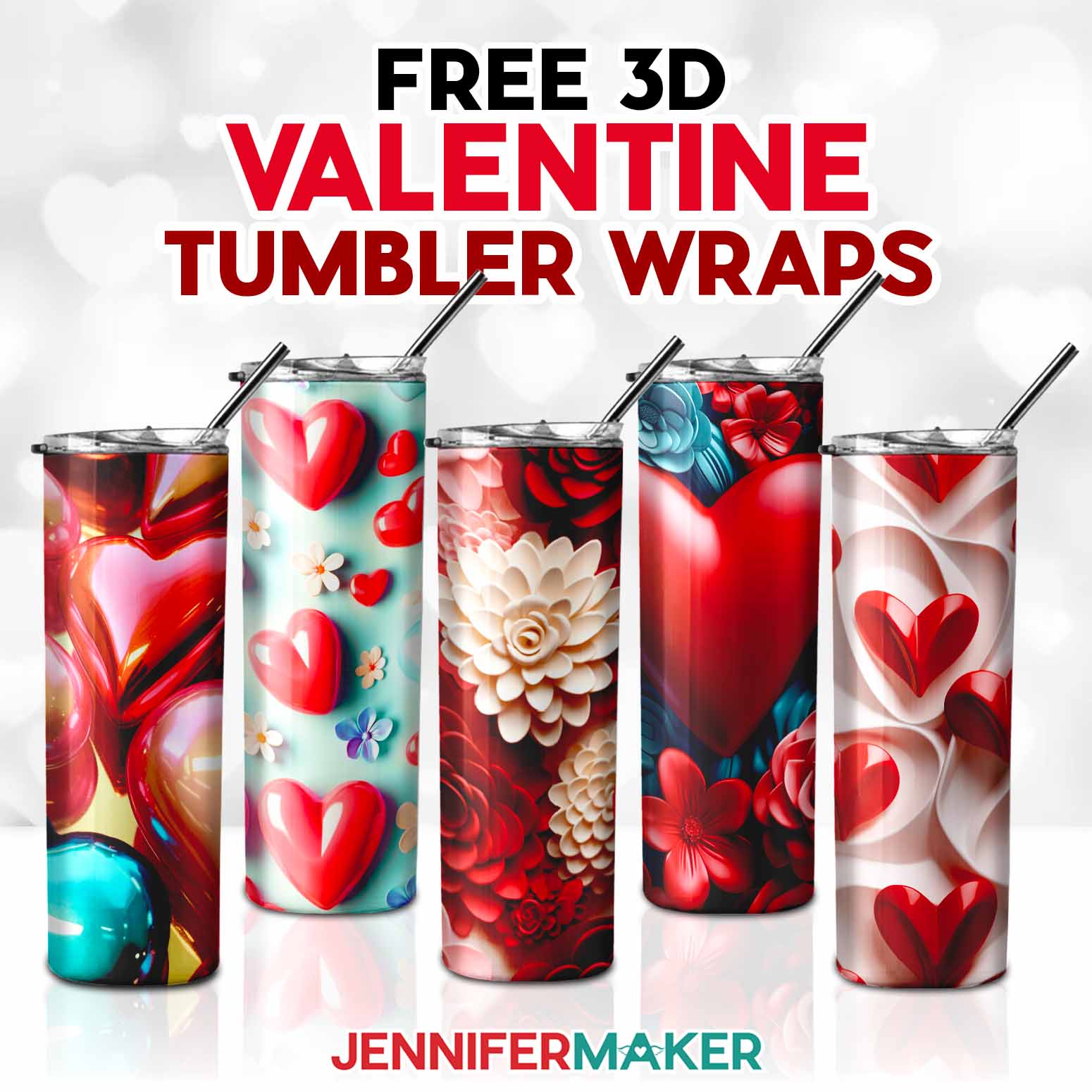 Free Sublimation Designs: Inflated Wraps For 3D Valentine Tumblers