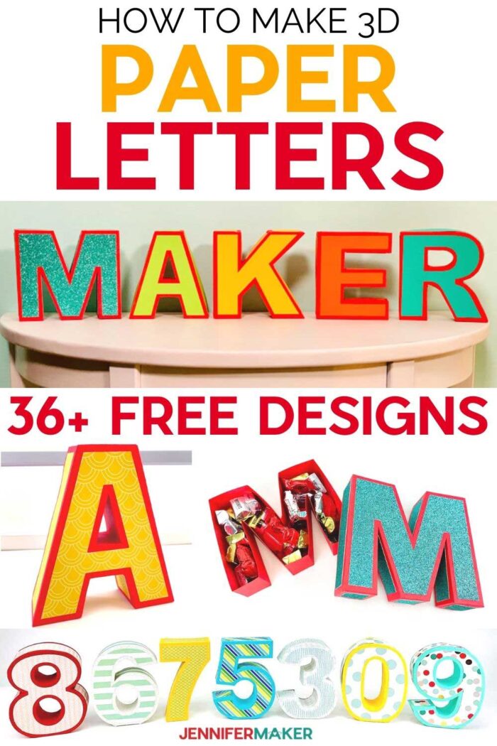Decorative 3D Paper Letters and Numbers from Jennifer Maker