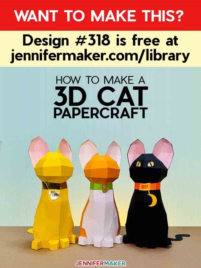Get the free design pattern to make a 3D papercraft cat from JenniferMaker