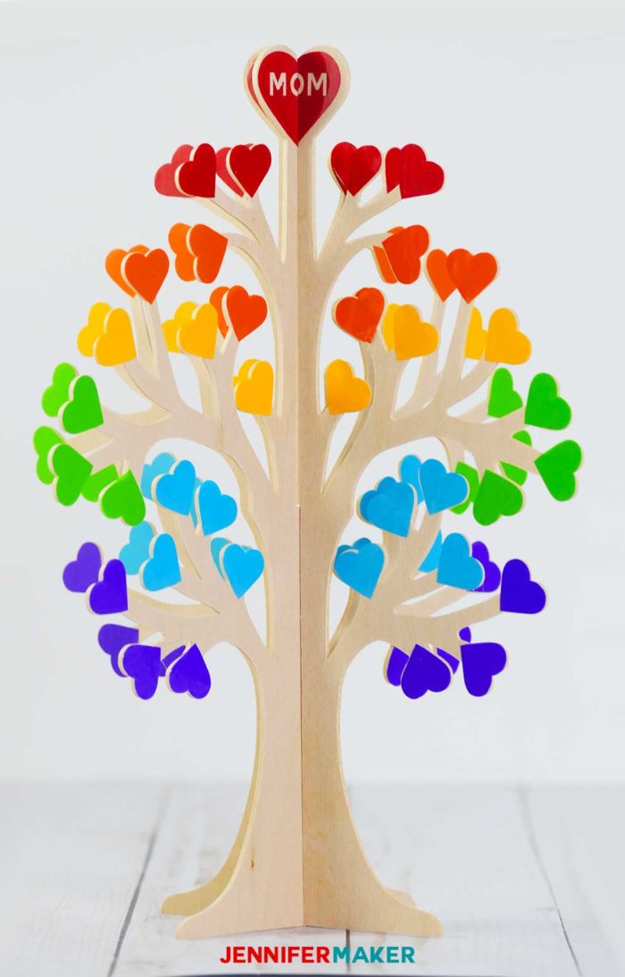 Make a 3D Family Tree from Wood or Paper with Rainbow Hearts