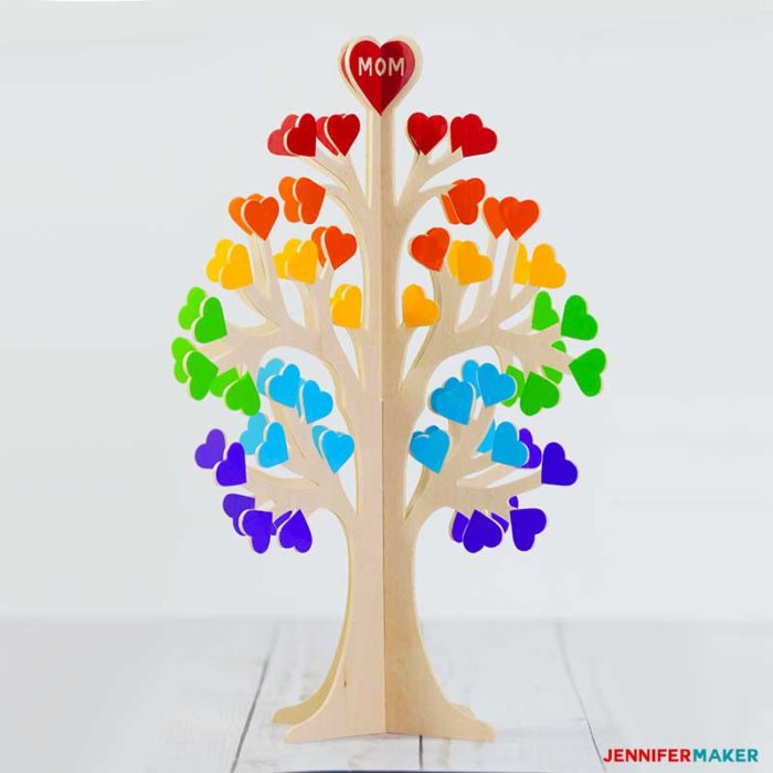 3D Family Tree from Wood or Paper | #cricutmaker #basswood #rainbow #diy | A Great Cricut Maker Project