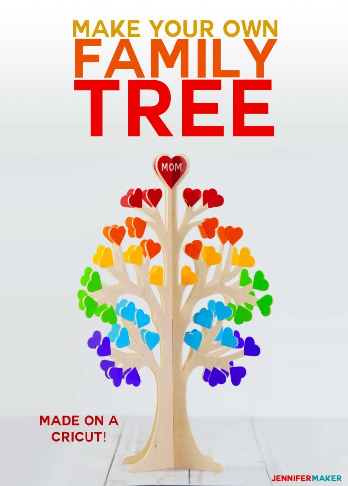 3D Family Tree from Wood or Paper | #cricutmaker #basswood #rainbow #diy