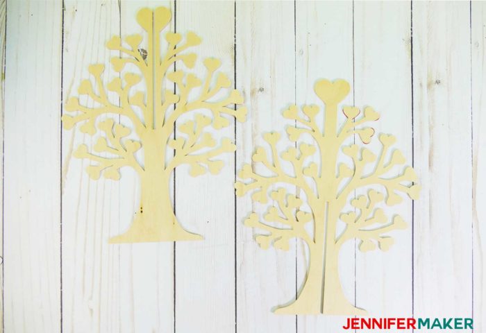 Basswood tree pieces that turn into a 3D family tree 