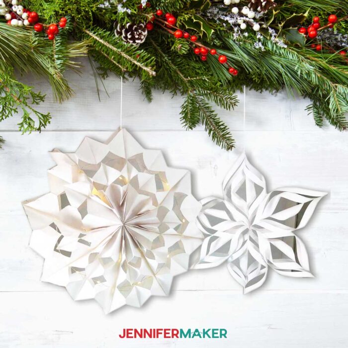 Easy Giant Paper Snowflakes made with paper bags and cardstock
