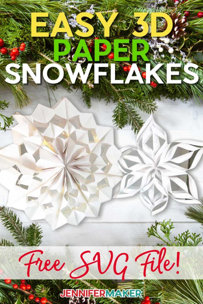 Easy Giant Paper Snowflakes made with paper bags and cardstock #cricut #papercraft #christmas