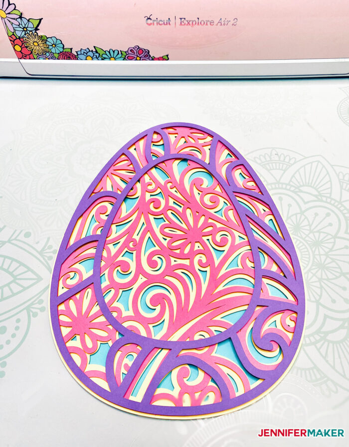 3d layered Easter Egg with a floral design in layered cardstock