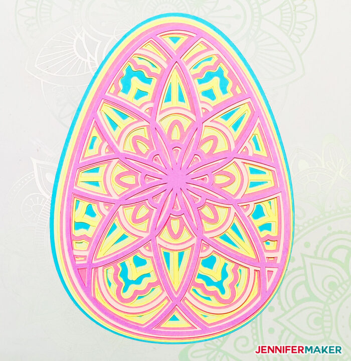 3d layered Easter Egg with a mandala design in layered cardstock