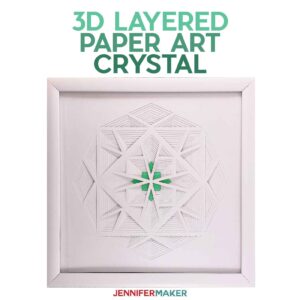 Make a 3D Layered Paper Cut Crystal or Diamond with white cardstock in a white frame with our free SVG cut file #papercraft #3d #homedecor