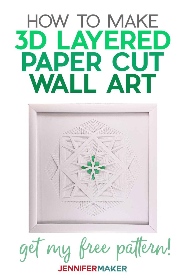 Make a 3D Layered Paper Cut Crystal or Diamond with white cardstock in a white frame with our free SVG cut file #papercraft #3d #homedecor