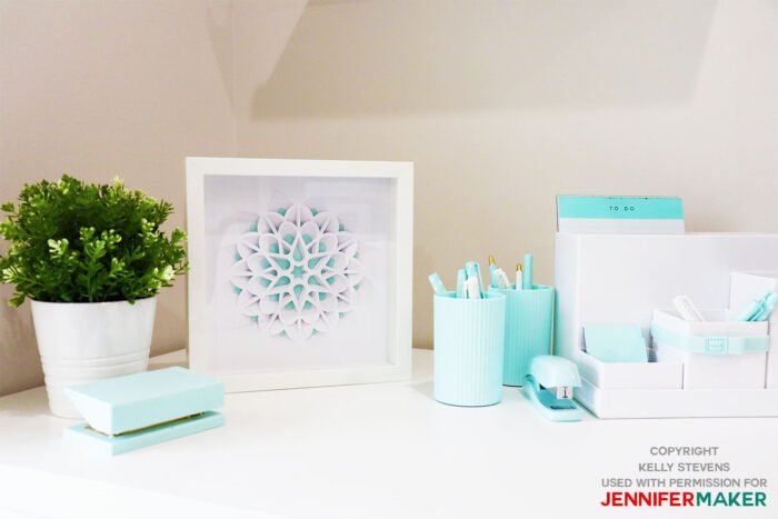 3D Layered Paper Cut Flower on a lovely white desk