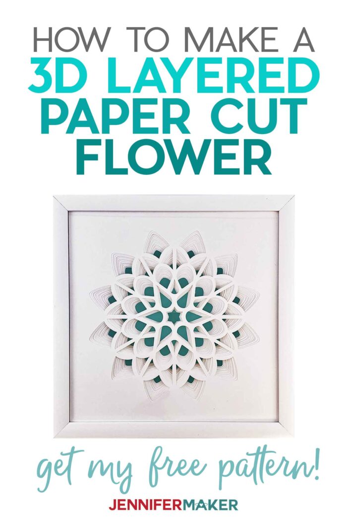 Make a 3D Layered Paper Cut Flower with white cardstock in a white frame with our free SVG cut file #papercraft #3d #homedecor